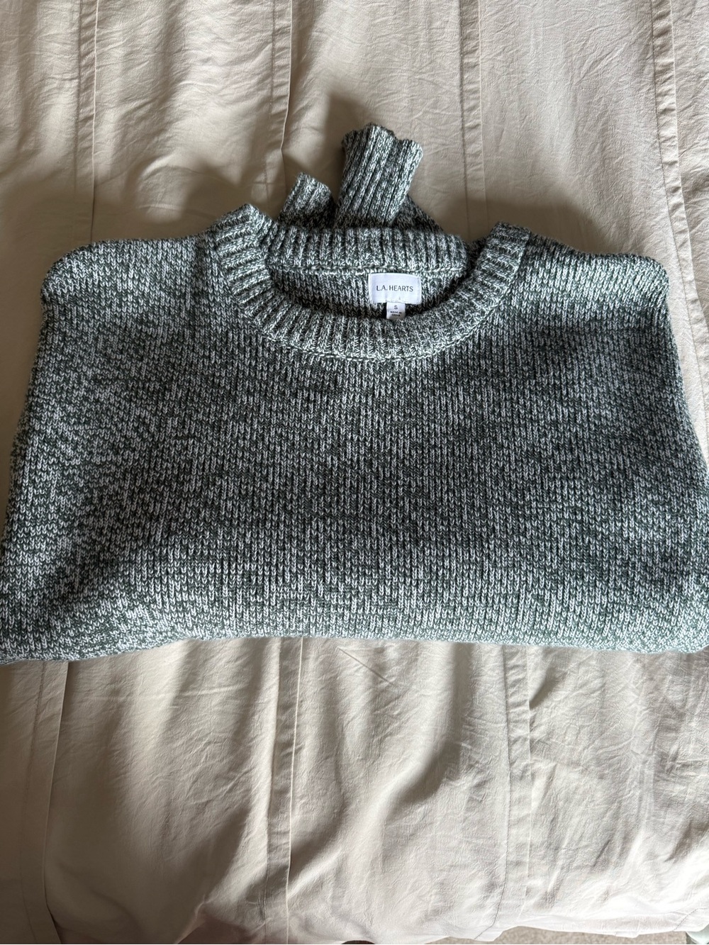 La Hearts Marled Gray Crewneck Sweater